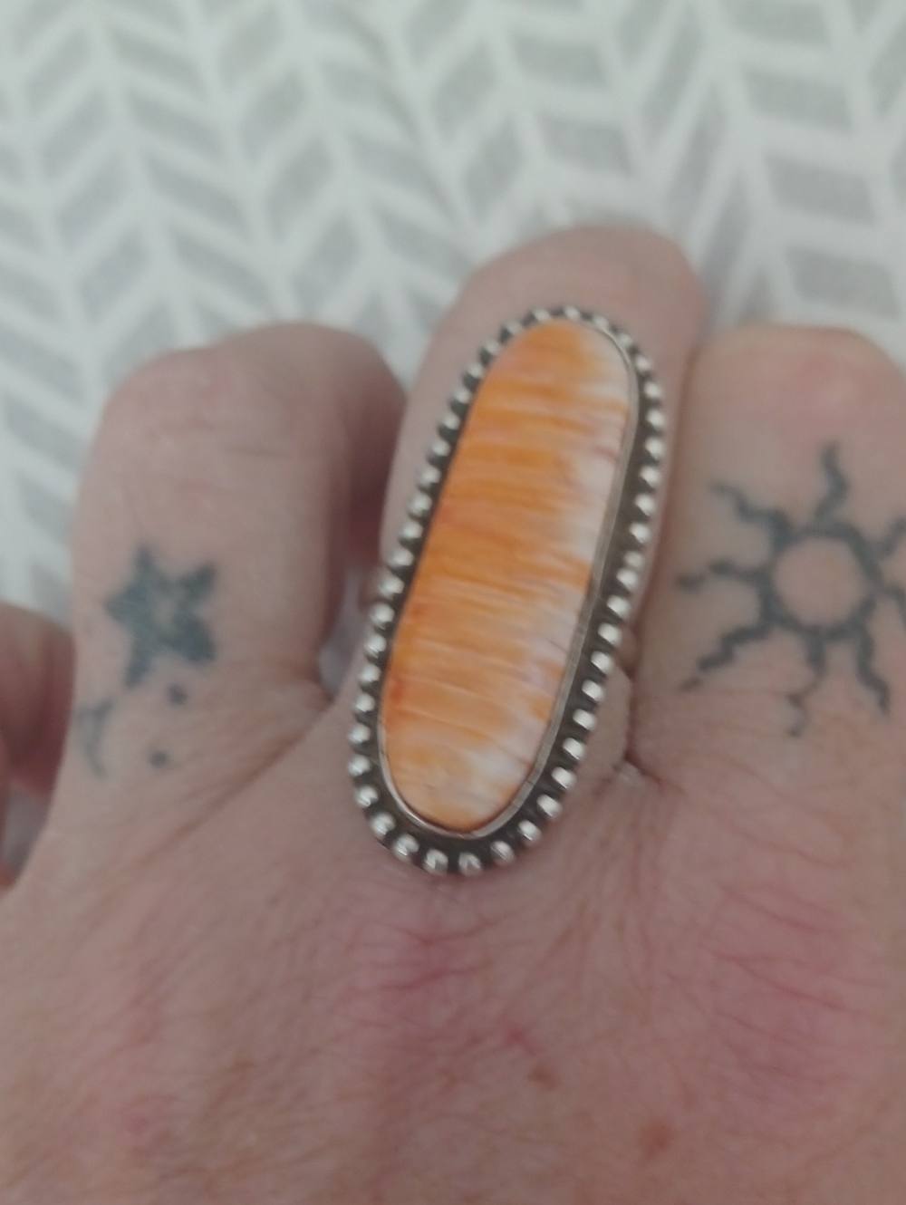 Sterling Silver Spiney Oyster Oval Statement Ring
